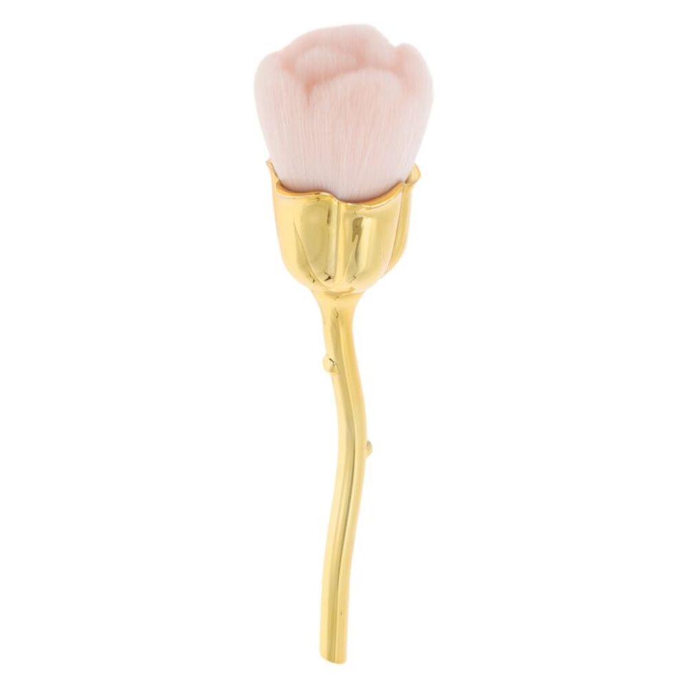 Makeup Flower Shape Powder Brush Gold Tone Pink
